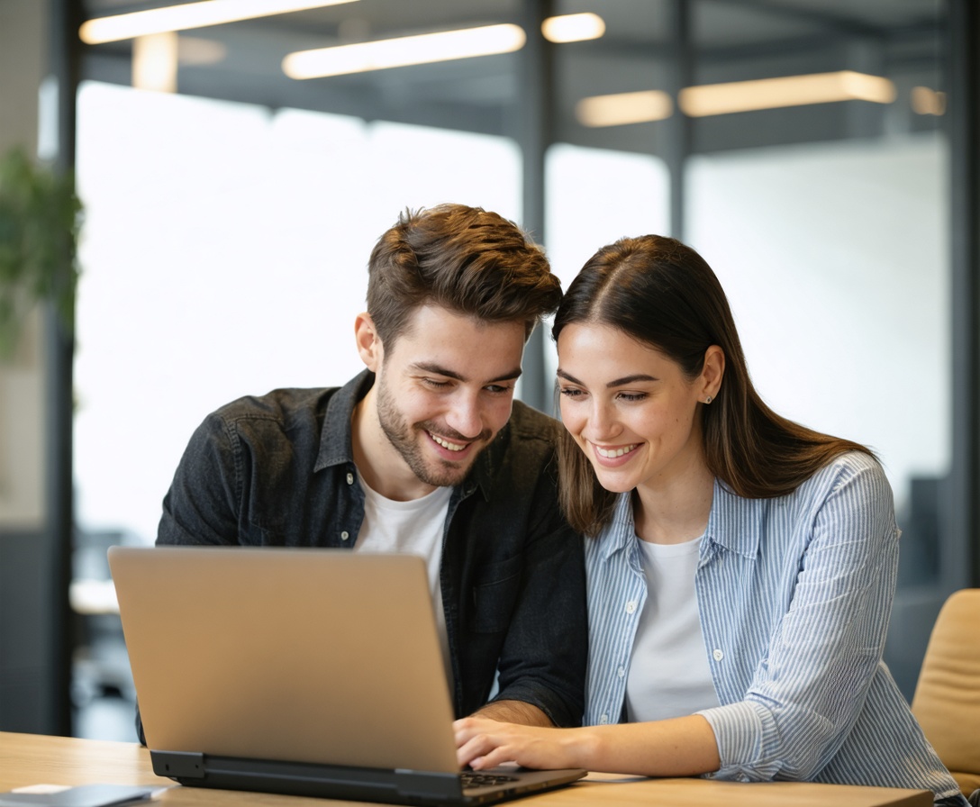 Ein Mentor und eine Schülerin arbeiten gemeinsam an einem Projekt