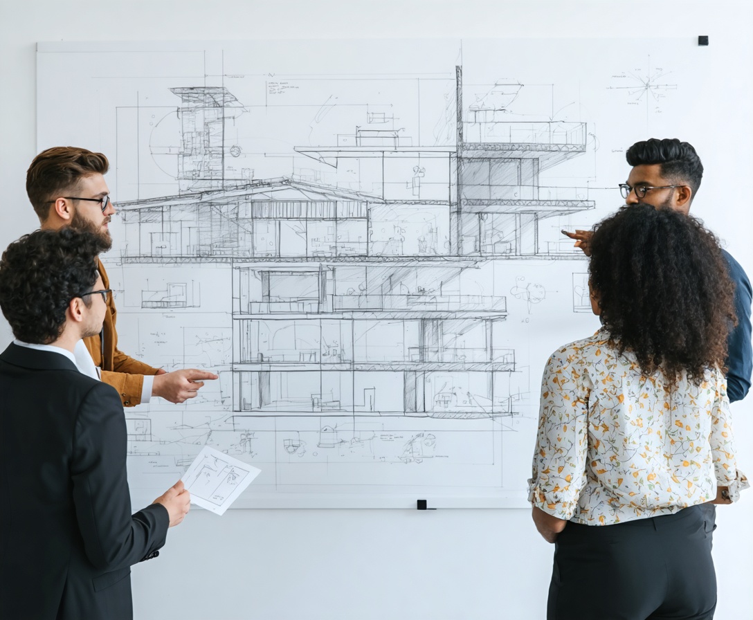 Das Team von FutureDevs bei einer Planungssitzung